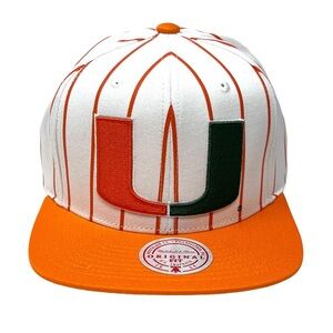 Stylish Miami Hurricanes Men’s NCAA Retro Pinstripe Mitchell & Ness Snapback Hat